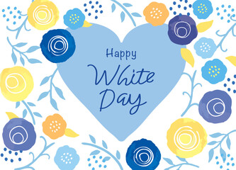 ホワイトデー ハートと花のバナー素材