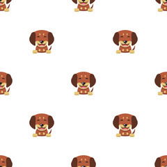 Vector cartoon character dachshund dog seamless pattern background for design.