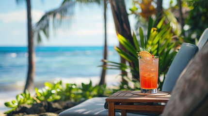 A Tropical Drink by the Ocean