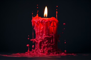 Glowing Red candle burn. Heart live. Generate Ai