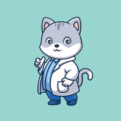 Doctor Grey Cat Cute Cartoon