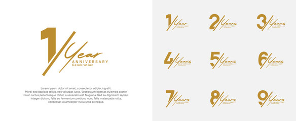 anniversary logotype vector design with slash and handwriting brown color for special day