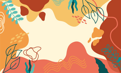 Flat abstract floral leaves background