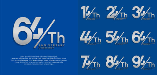 anniversary logo style vector set with slash silver color can be use for celebration