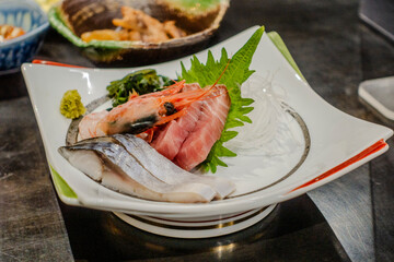Japanese food in the restaurant.