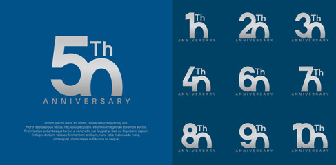 anniversary logotype vector design set silver color can be use for celebration day