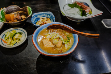 Japanese food in the restaurant.