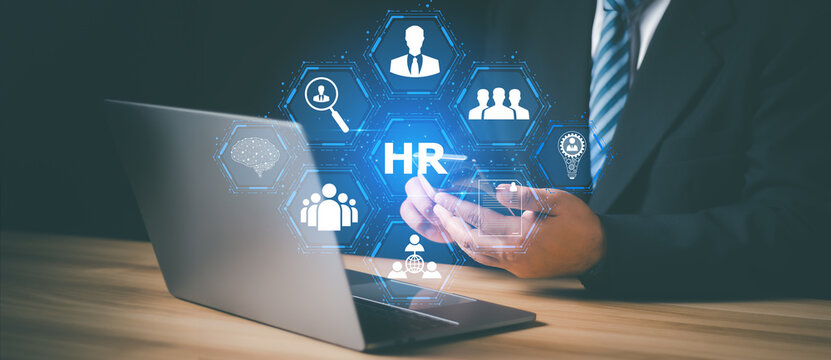 Human resource management, HR, recruitment, leadership and teambuilding. Business and technology concept. HR recruitment and global outsourcing, Global business structure of networking, Social network