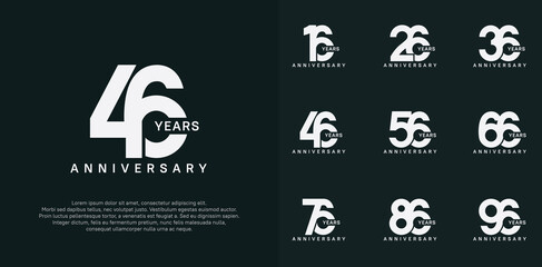 anniversary logotype vector set with white color for special celebration day