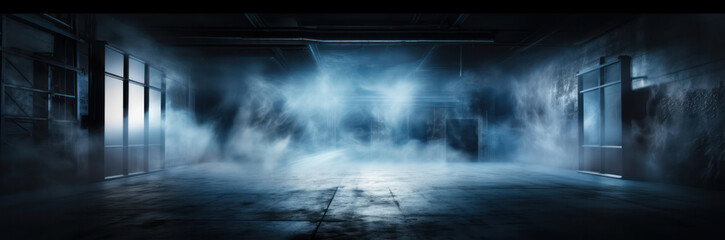 Dark Empty Room with Neon Lights: A Glimpse into the Abstract Night Scene