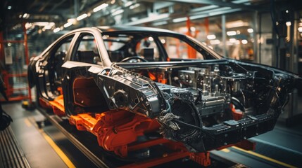 自動車製造工場の風景,Generative AI AI画像