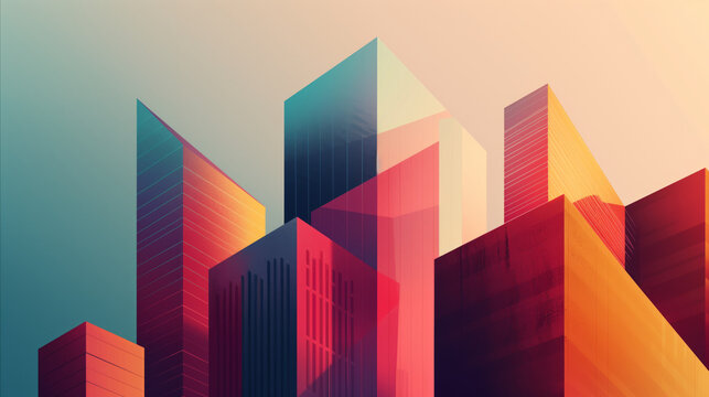 Intriguing Desktop Wallpaper featuring Minimalist Architecture：abstract background with skyscrapers