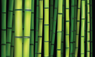 bamboo stems green color vector for background design isolated on black background.