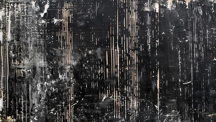 Naklejka na ściany i meble Monochrome Magic: Distressed Bitmap on a Dark Canvas