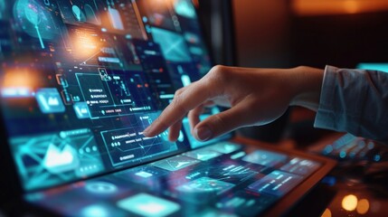 Hands typing on a keyboard on the internet to create an international network. Success concept. Social media hologram icon.