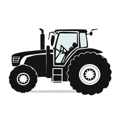 Black tractor on white background silhouette vector