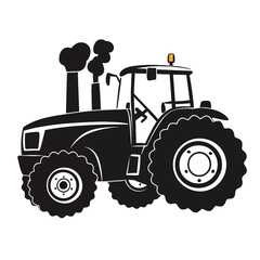Obraz premium Black tractor on white background silhouette vector