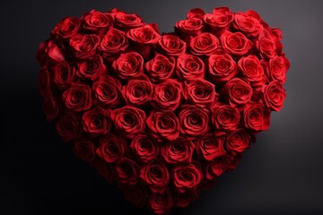Romantic Red rose shape heart closeup. Petal color. Generate Ai