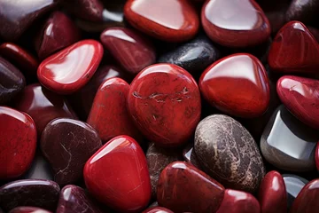 Kussenhoes Vibrant Red water stones. Ocean zen texture. Generate Ai © juliars