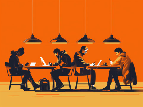 Creative Individuals Crafting Rules on Desk - Flat Style Vector Illustration