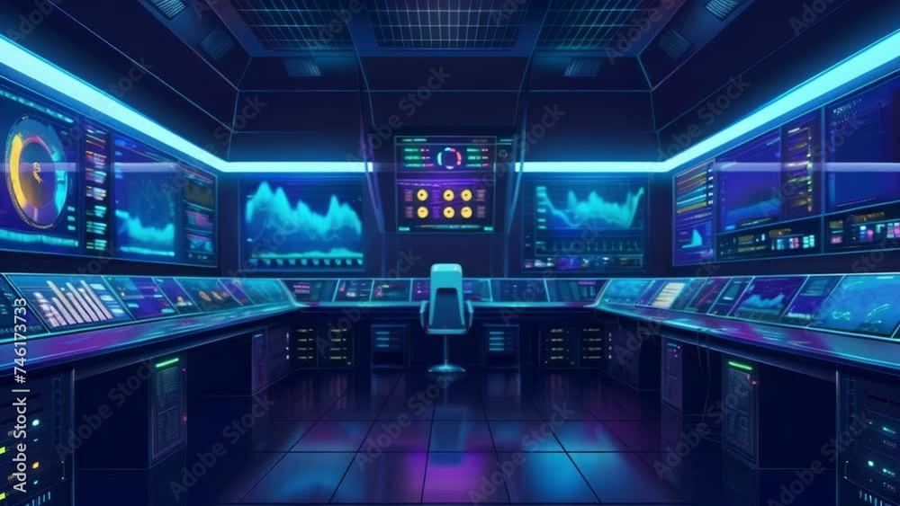 Aufkleber a glimpse into a control room with multiple screens displaying realtime data and statistics made pos