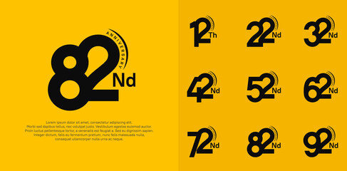 anniversary logotype vector set, black color can be use for special day celebration