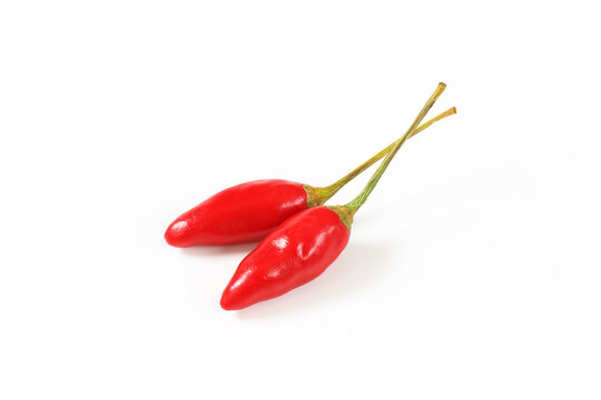 Two small red chili peppers