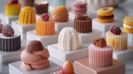 Elegant handcrafted confectionery on display showcasing the fusion of artistic design with gourmet tastes