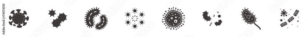 Wall mural bacteria virus icons set. simple set of bacteria virus vector icons for web design on white backgrou