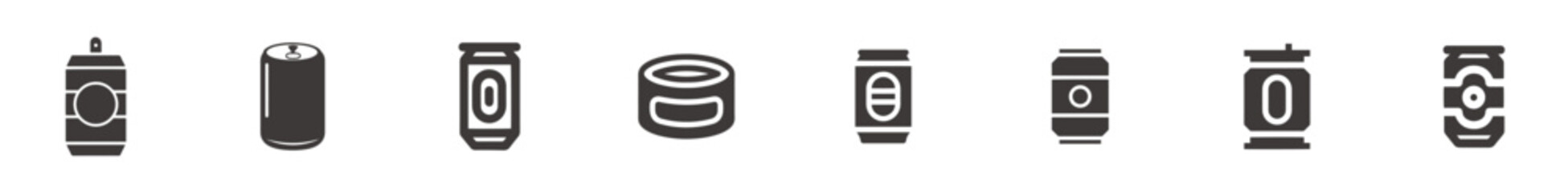 A set of various Soda can and food can vector icons.
