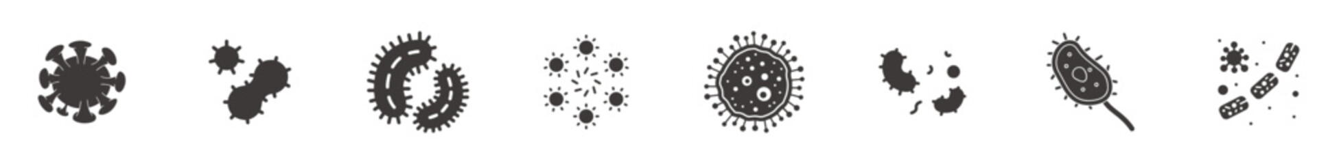 Bacteria virus icons set. Simple set of bacteria virus vector icons for web design on white background
