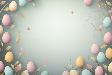 Easter egg hunt poster invitation template in pastel color - obrazy, fototapety, plakaty