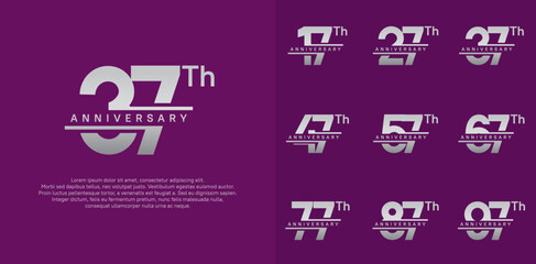 anniversary vector set design with silver color for celebration day