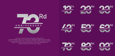 anniversary vector set design with silver color for celebration day