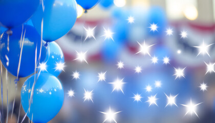 Democratic Party’s Jubilant Celebration with Sparkling Fireworks and Balloons