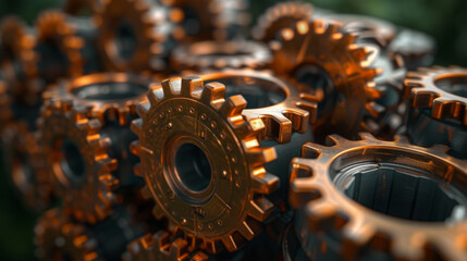 A series of interconnected gears representing different aspects of the financial planning process such as budgeting investing and risk management. As the gears turn they symbolize