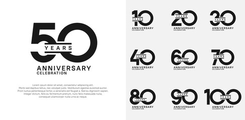 anniversary logotype vector set with black color for special celebration