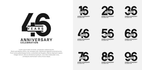 anniversary logotype vector set with black color for special celebration