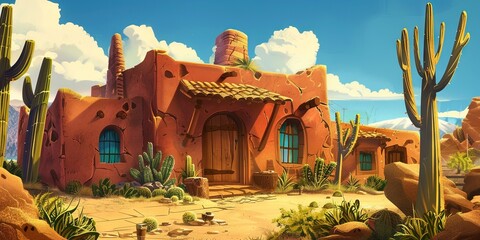 Adobe house in the desert