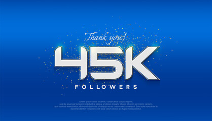 Followers number 45k. followers achievement celebration design.