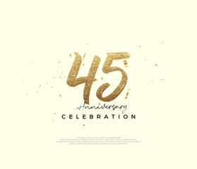 45th anniversary celebration, with gold glitter numbers. Premium vector background for greeting and celebration.