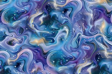 A mesmerizing seamless pattern of cosmic waves and celestial bodies