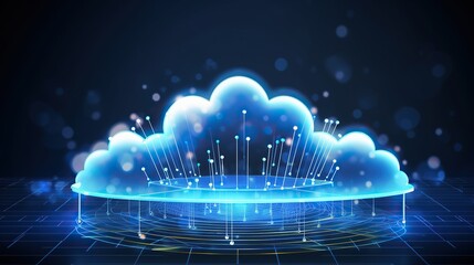 cloud hologram, data storage. Smart digital transformation concept .global trend technology in the new information era.
