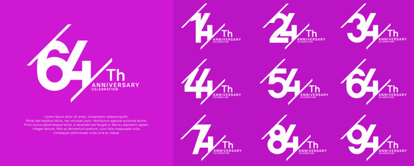 anniversary vector set with white color and slash for celebration purpose
