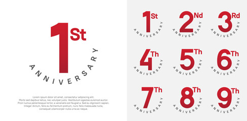 anniversary set vector design with red and black color for celebration moment