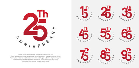 anniversary set vector design with red and black color for celebration moment