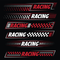 Racing white and red decals - obrazy, fototapety, plakaty