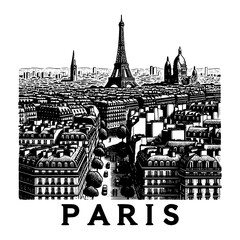 cityscape of paris city with background building architecture sketch drawing vector illustration