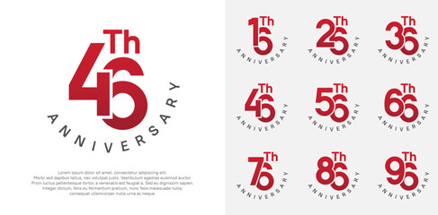anniversary set vector design with red and black color for celebration moment