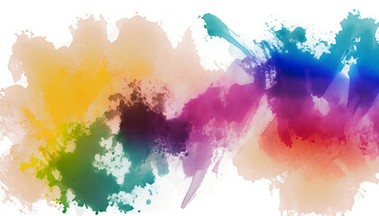 Abstract watercolor background; the color splashing on the white backdrop